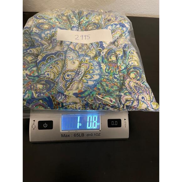 Chico's Pants Womens 3 US XL Blue Green Paisley Pull On Wide Leg Cropped Stretch - Picture 9 of 9